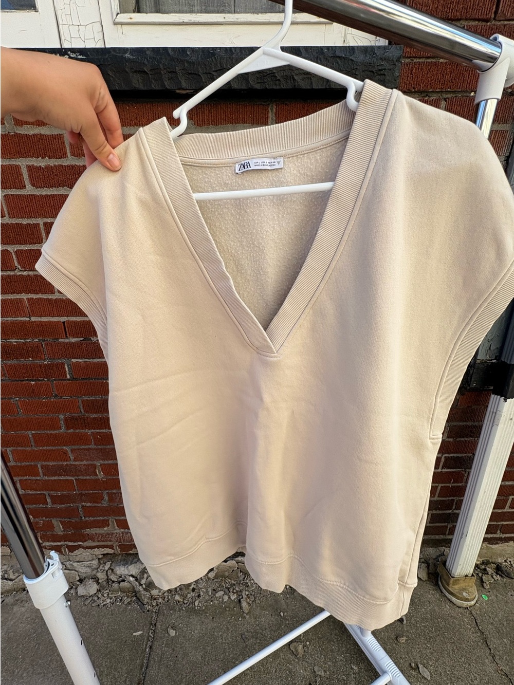 Zara Oversized Sleeveless Top in Beige-Cream